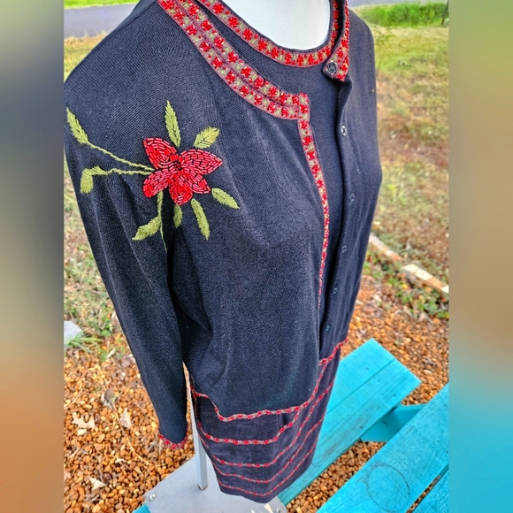 Silk Club Beaded 3pc Skirt & Sweater Set - Picture 3 of 16